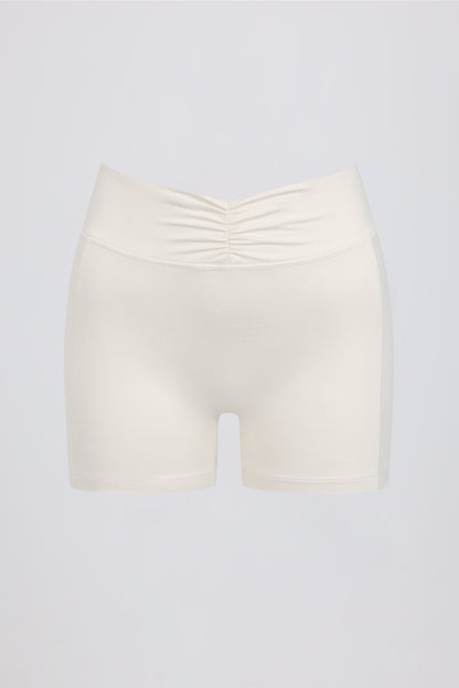 Ruched Mini Shorts in Vanilla