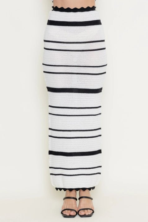 Summer Resort Striped Crochet Maxi Skirt