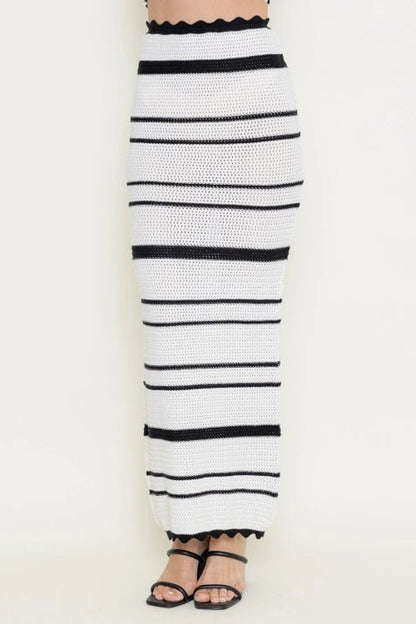 Summer Resort Striped Crochet Maxi Skirt