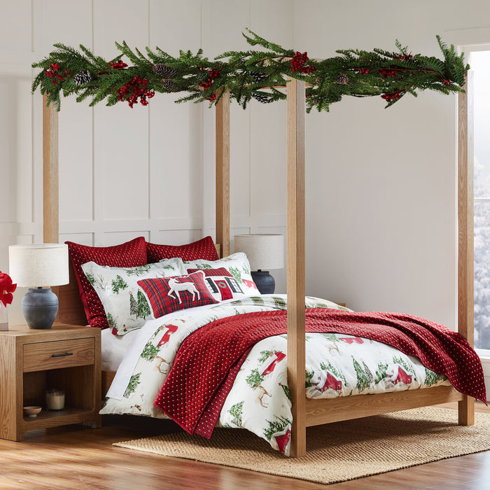 Levtex Home Tatum Pines and Cross Stitch Christmas Bundle: Duvet/Comforter Set + Quilt Set + Euro Sham Set of 2 + Decorative Pillow Comforters