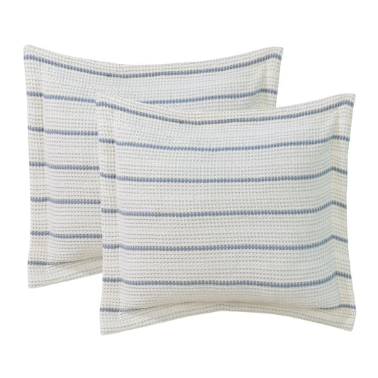 Waffle Stripe Blue Euro Sham Set of 2