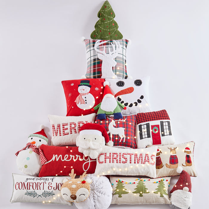 Levtex Home White Pine Applique Snowman Pillow Decorative Pillows